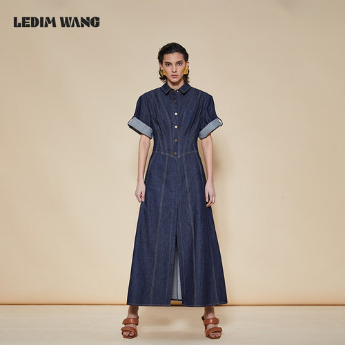 LEDIMWANG美式复古牛仔连衣裙女