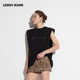 WANG 白标系列 空气垫肩无袖 LEDIM T恤女夏2025新款 黑色上衣