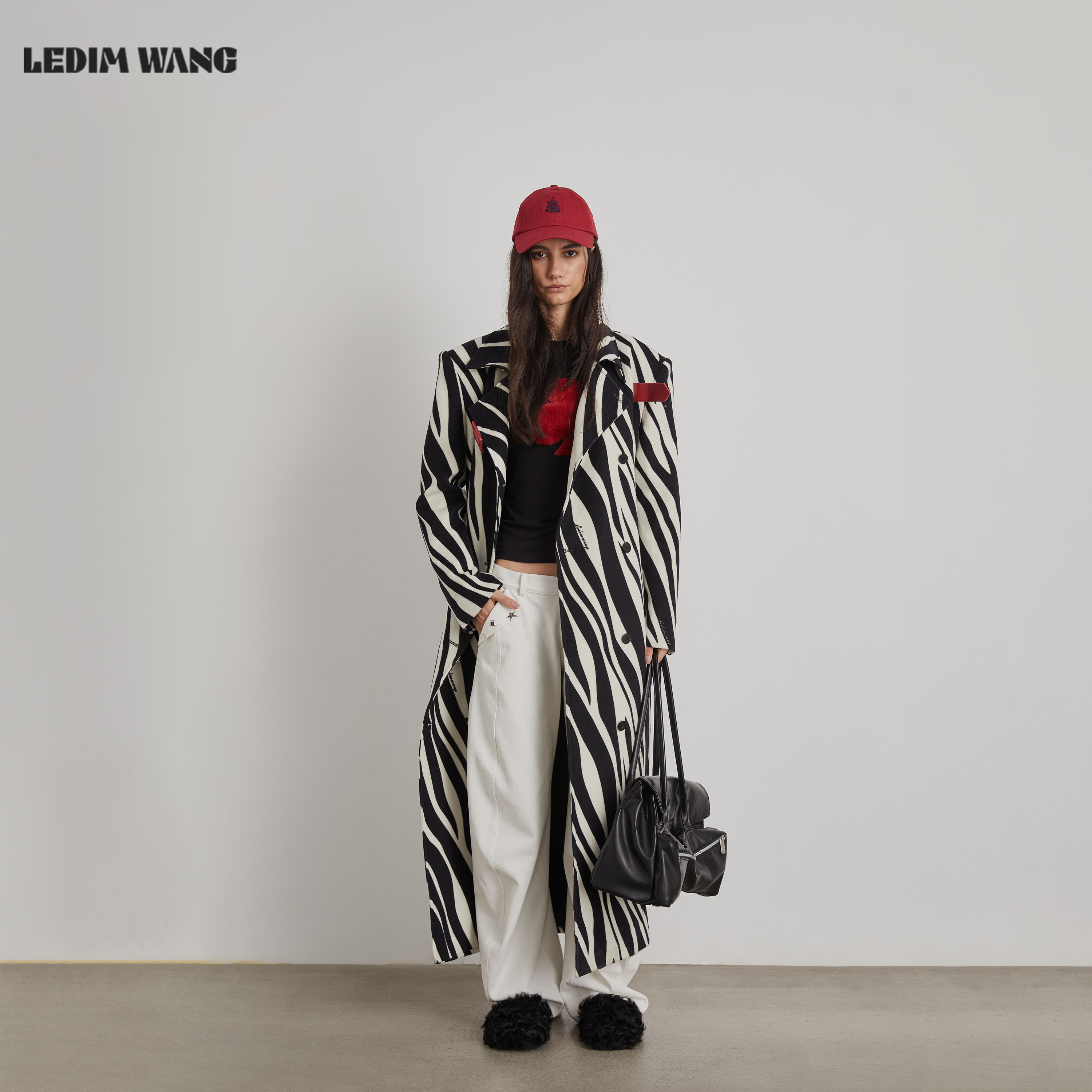 LEDIM WANG黑标斑马纹毛呢大衣女绵羊毛游牧风长款外套25秋冬新款,女装/女士精品,毛呢外套,淘宝优惠券,粉丝福利购,淘宝优惠卷