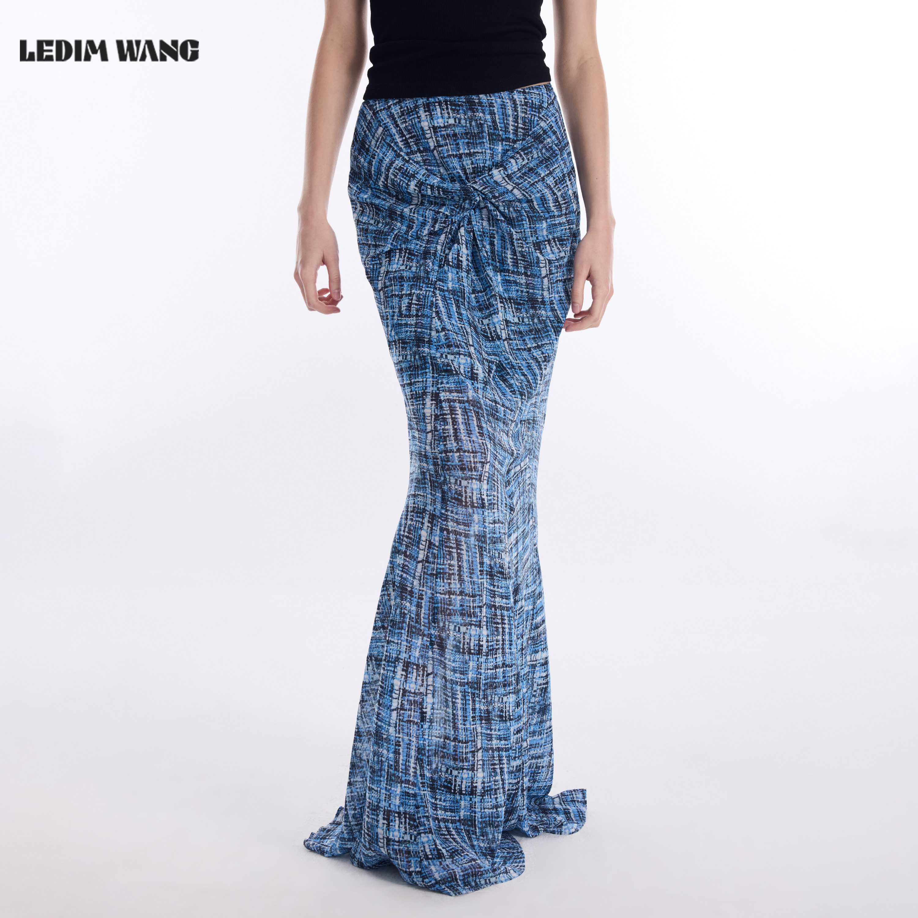 LEDIM WANG度假风鱼尾半身裙女2026春季新款咖色雪纺纽结修身长裙,女装/女士精品,半身裙,淘宝优惠券,粉丝福利购,淘宝优惠卷