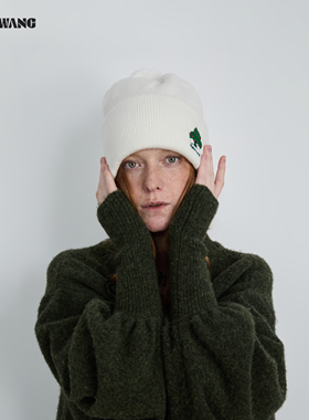 LEDIM WANG红标/冬日初雪圣诞针织帽女25秋冬新款白色圣诞树绣花