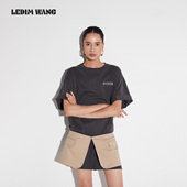 LEDIM WANG视觉戏法运动连衣裙女春夏新款 灰色T恤裙休闲短裙子