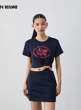 LEDIM WANG针织印花连衣裙女2024夏季新款小众设计高级感可拆卸