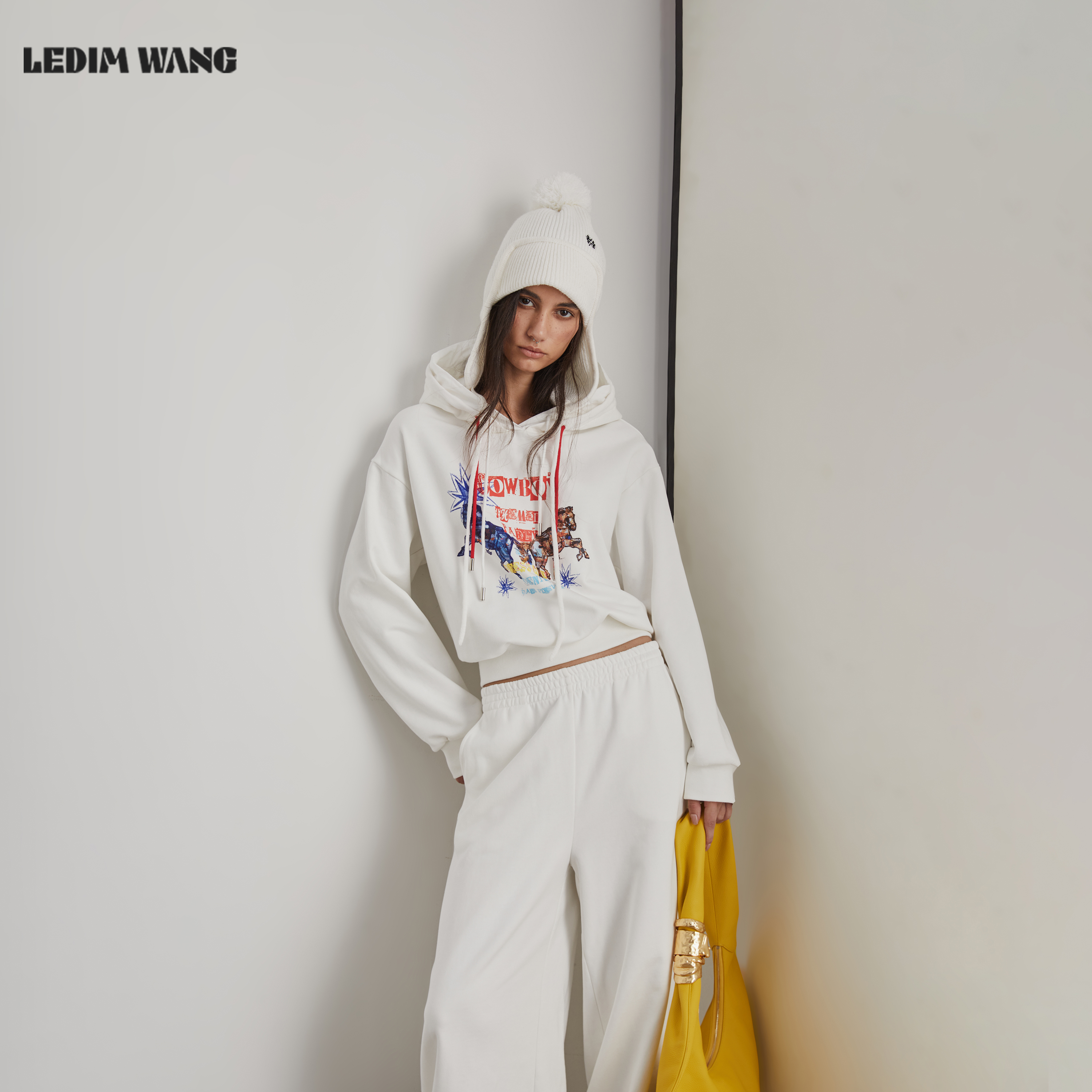 LEDIMWANG小马印花抓绒连帽卫衣