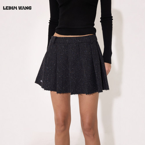 LEDIMWANG绵羊毛须边半身裙女