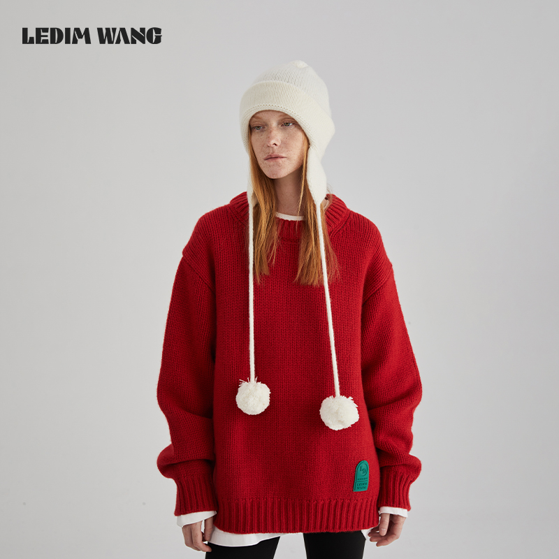 LEDIMWANG红色针织毛衣