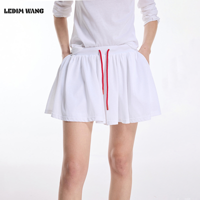 LEDIM WANG复古美式针织裙裤短裤女2026春夏新款白色薄款短裙