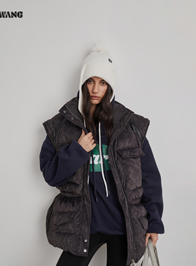 【明星同款】LEDIM WANG柔软廓形鸭绒收腰羽绒马甲女25冬新款黑色