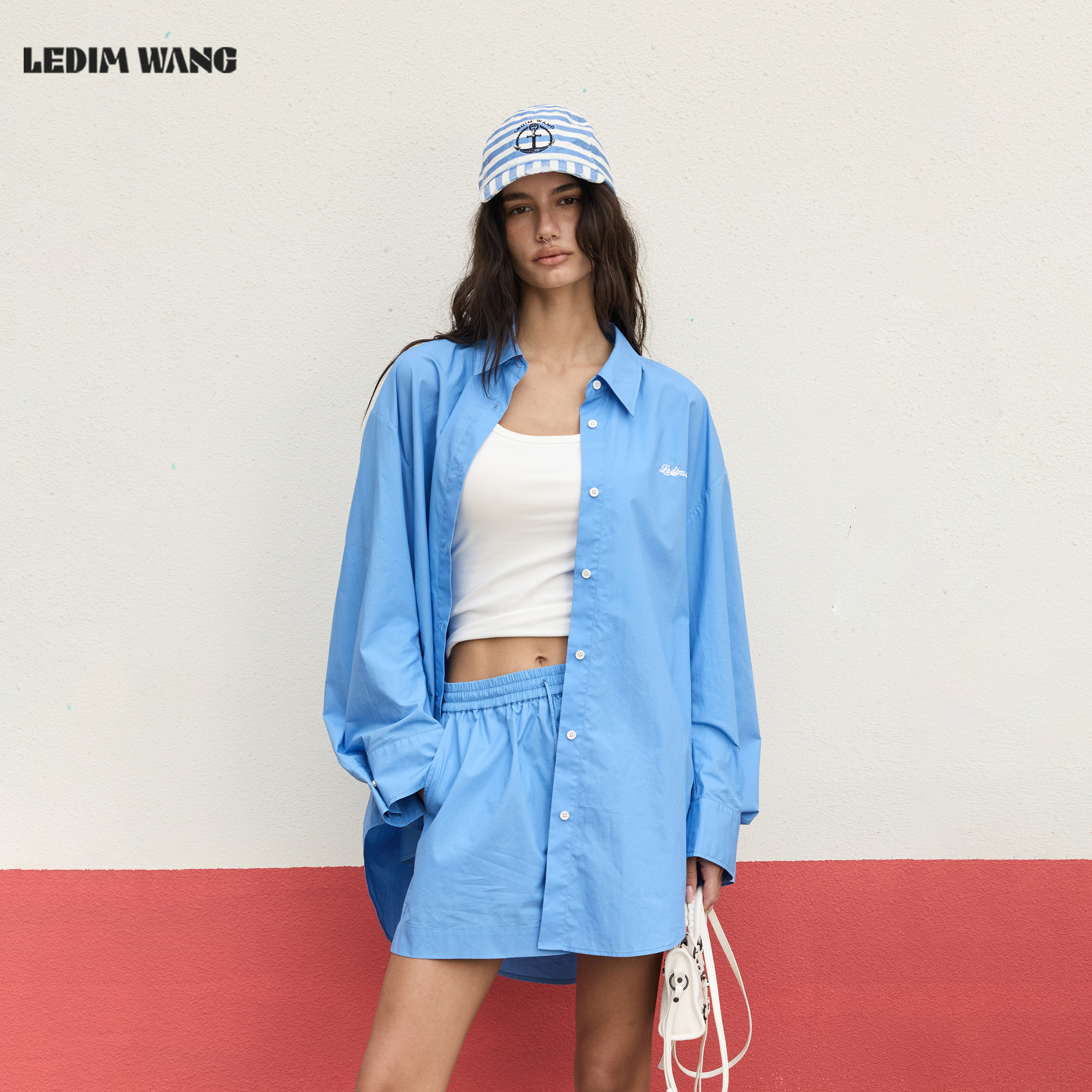 LEDIMWANG夏日松弛纯棉衬衫套装图片