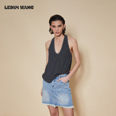 LEDIM WANG极简低领扭结条纹背心女软糯舒适亲肤简约休闲百搭新款