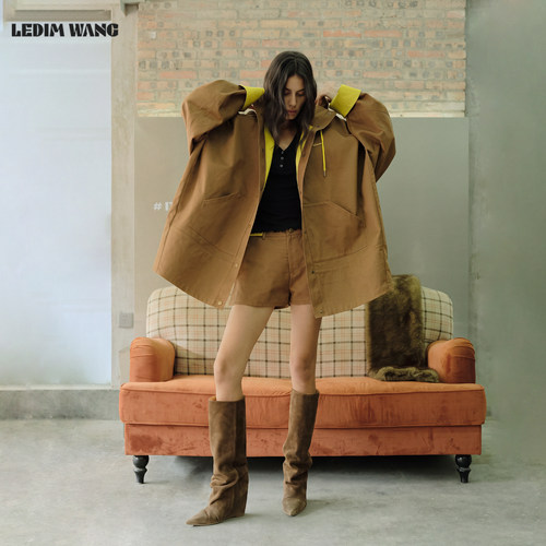 LEDIMWANG双面撞色短款风衣女