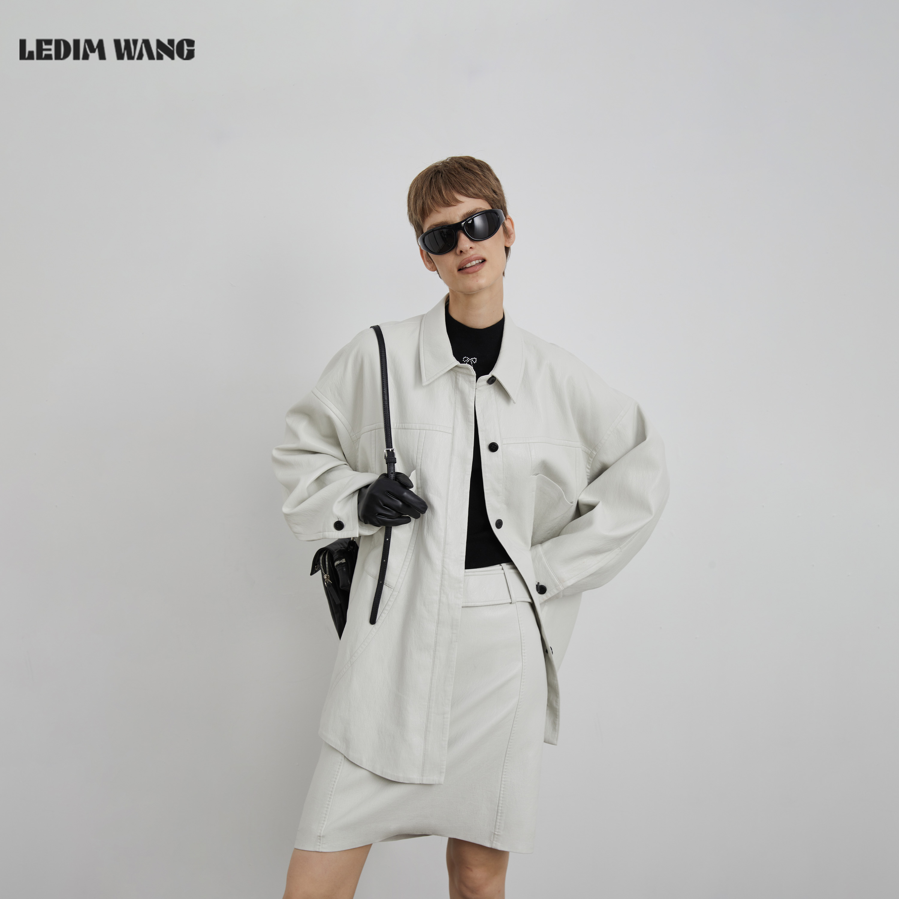 LEDIMWANG高智感茧型皮质衬衫