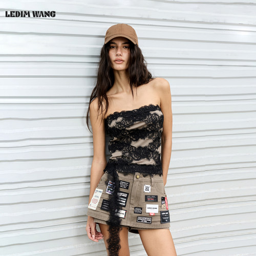 LEDIMWANG设计感蕾丝绑带抹胸