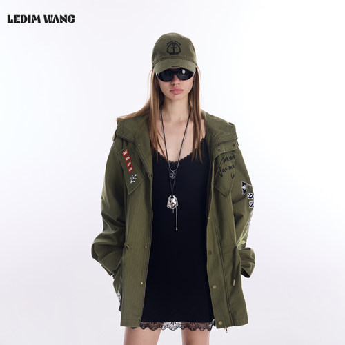 LEDIMWANG涂鸦印花廓形工装外套