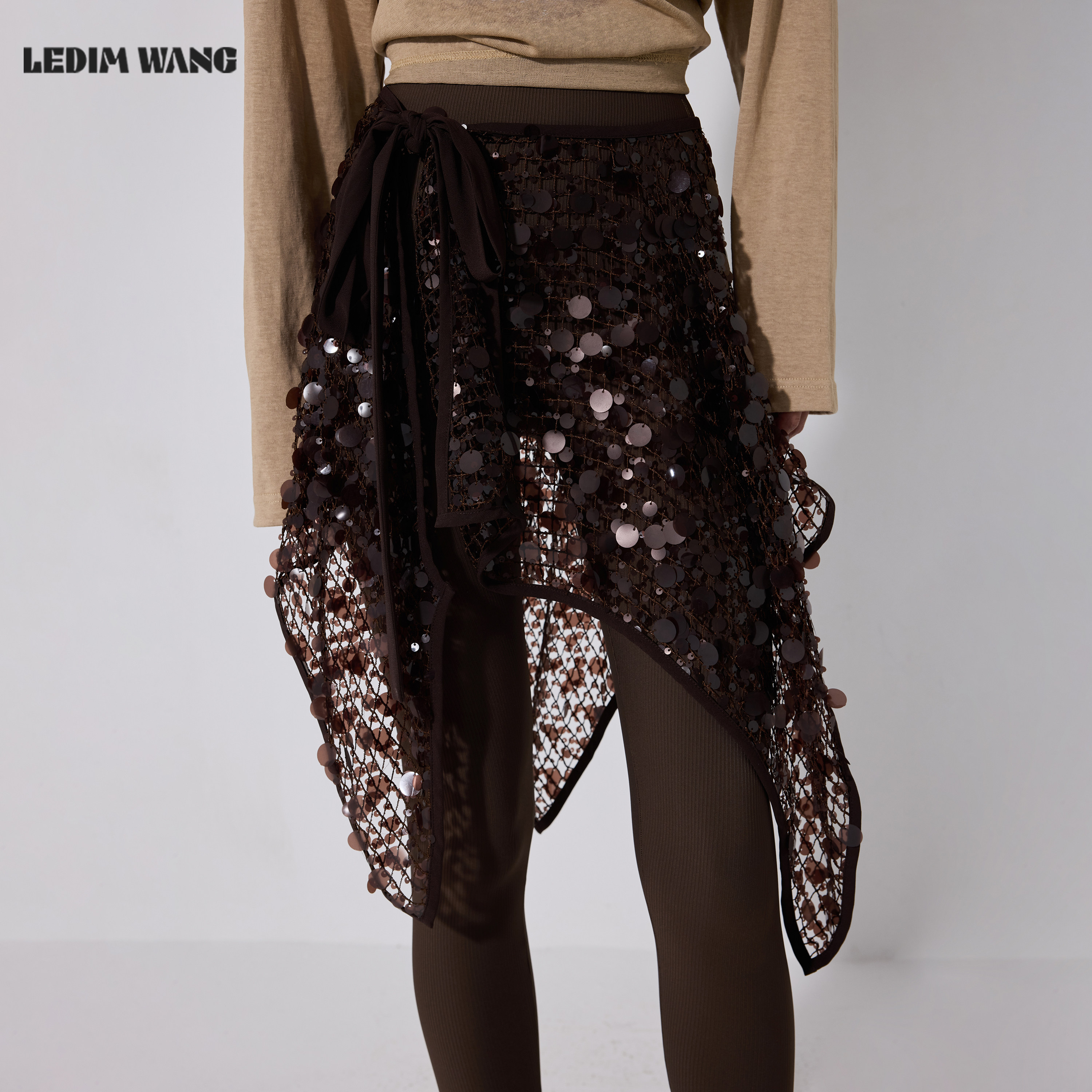 LEDIMWANG镂空亮片半身裙女图片