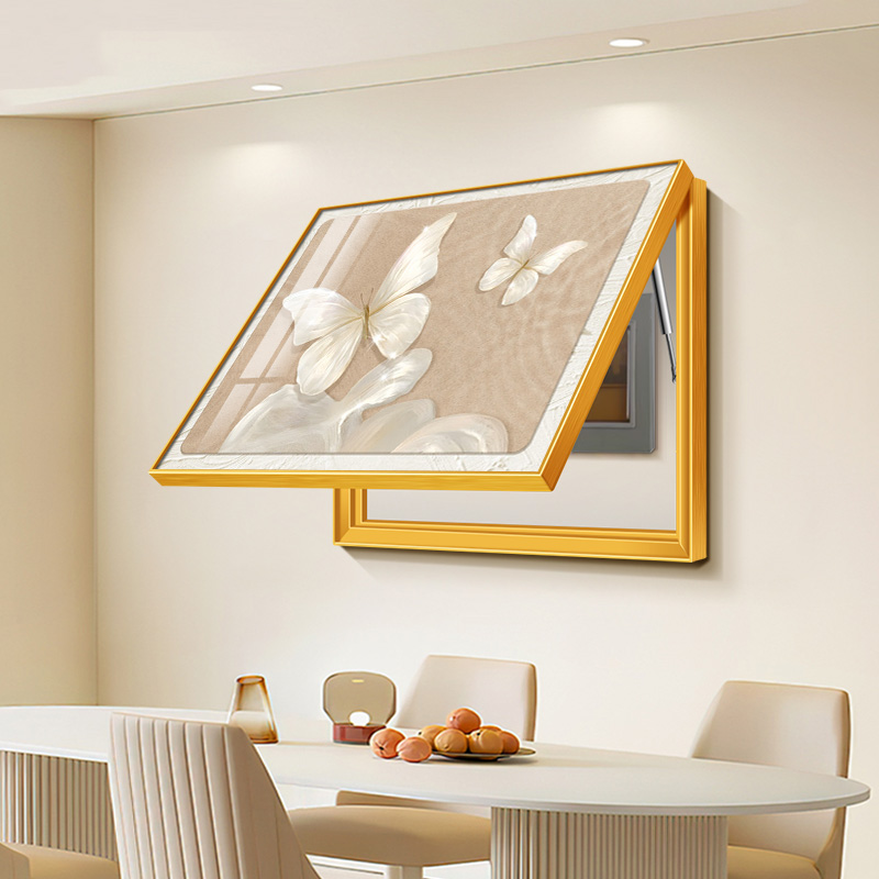 轻法式奶油风电表箱装饰画原木风蝴蝶电闸箱遮挡画高级配电箱挂画图片