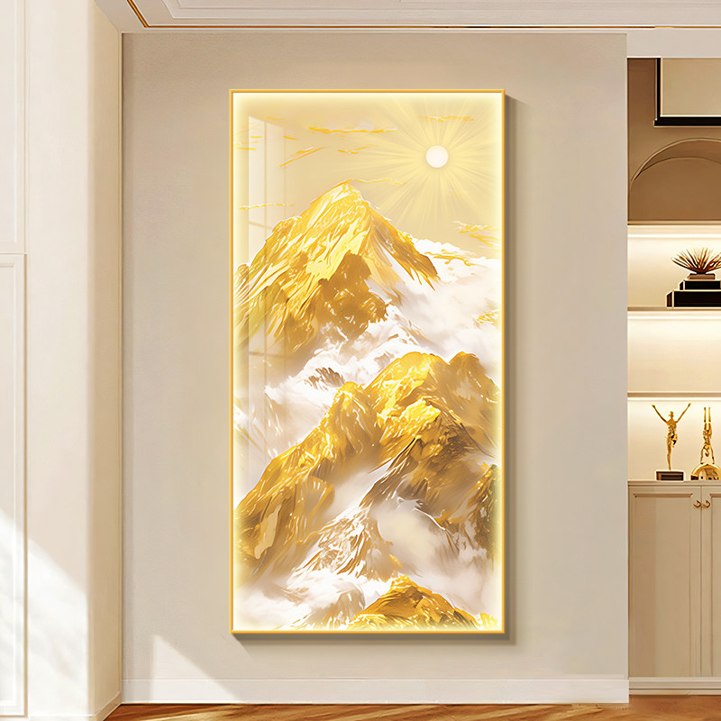日照金山LED带灯玄关装饰画背有靠山招财旺运走廊过道挂画发光画,家居饰品,氛围画/灯画,淘宝优惠券,粉丝福利购,淘宝优惠卷