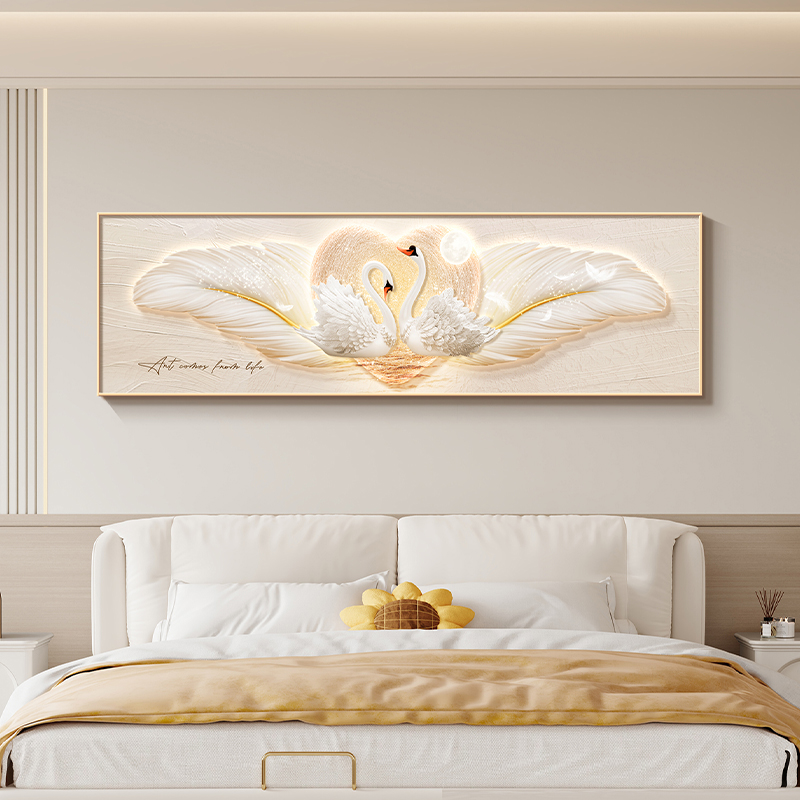 比翼双飞奶油风新款卧室装饰画