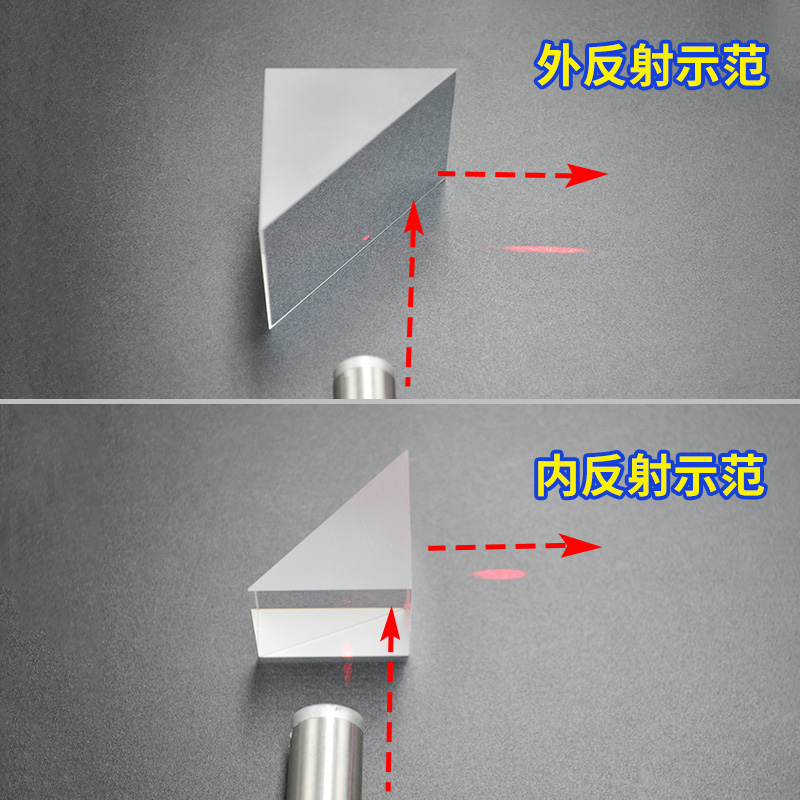 直角反射棱镜60mm光学玻璃斜面镀铝内外90角反射物理实验三棱镜