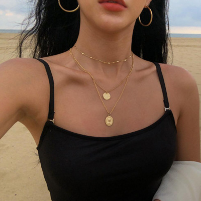 好货Multilayer Necklace Pendant Necklace Vintage Clavicle Ch