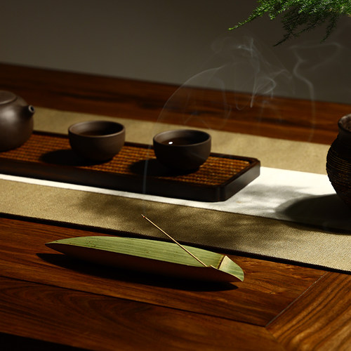 好货竹叶舟手工特精磨玉竹节香插 竹香板 茶道香炉香具香座香道薰