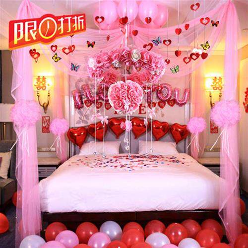 爱心婚房布置花结浪漫挂件婚庆用品婚房布置用品温馨婚礼用品红色