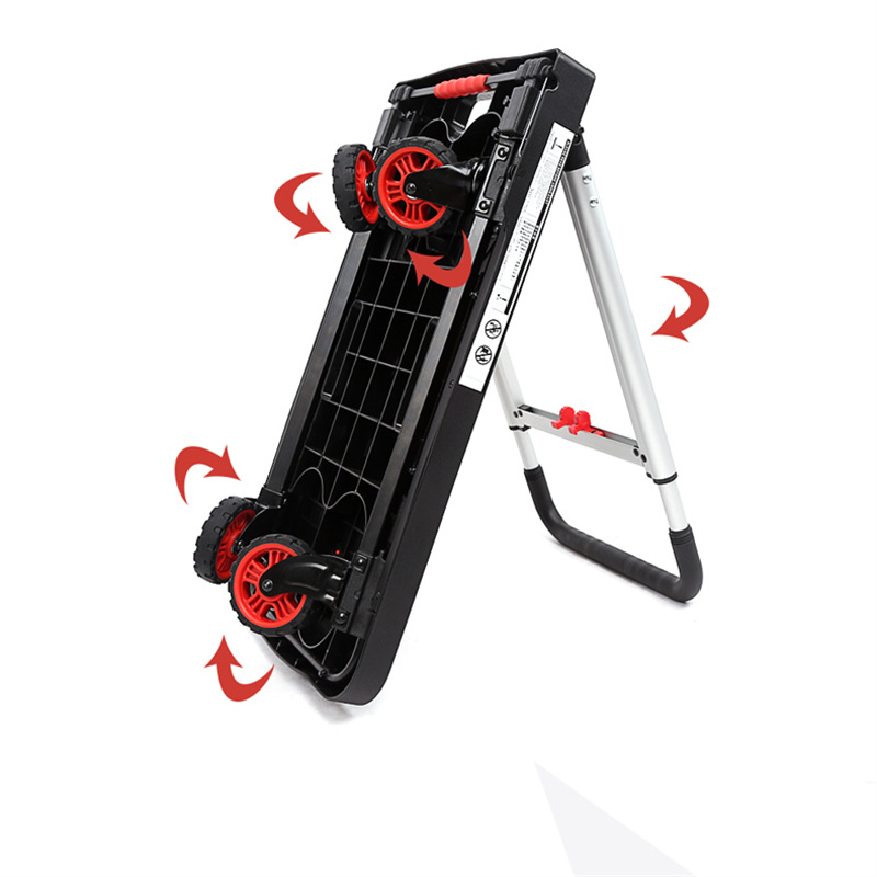 厂家销售150KG车载折合平板车四轮折叠手推车配万向轮静音脚轮