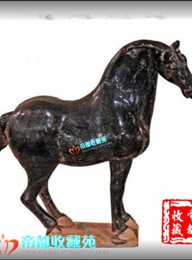 仿古黑色陶瓷马摆件  中式扭头马工艺礼品摆饰 客厅玄关家居饰品