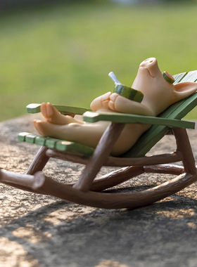 创意解压摇椅摆件桌面可爱青蛙治愈办公装饰卡通庭院阳台造景礼物