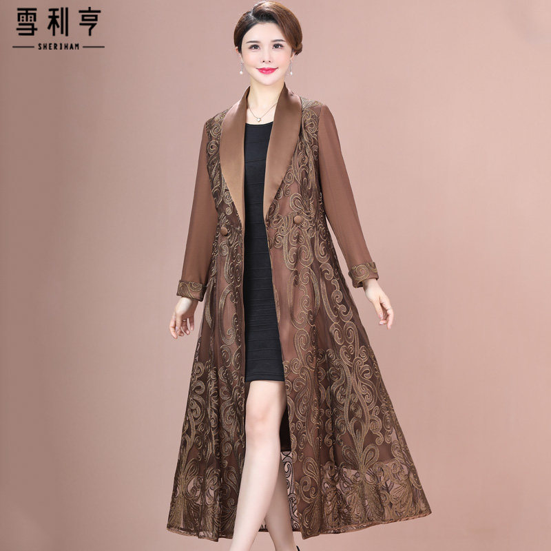 好货阔太太时尚长款风衣品牌气质大码女装中年妈妈显瘦外套女百搭