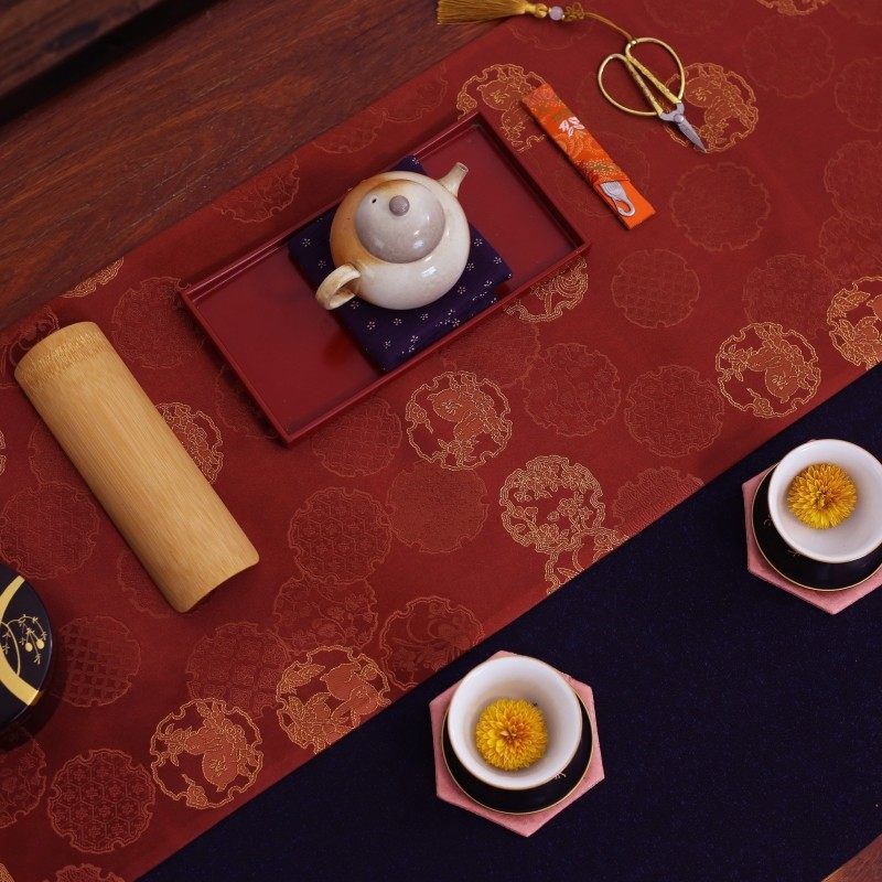 小兔子新中式织锦茶席金丝提花禅意干泡轻奢布艺桌旗茶桌布小茶垫,居家布艺,茶席,淘宝优惠券,粉丝福利购,淘宝优惠卷