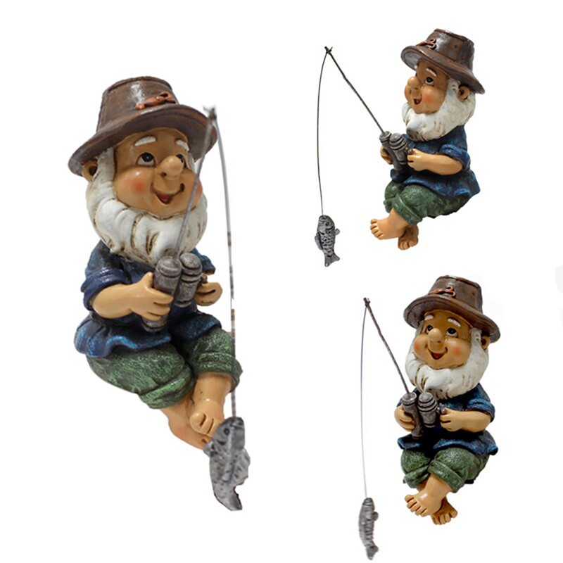 好货Garden Gnome Statue Resin Fishing Dwarf Elf Statue Outdo图片