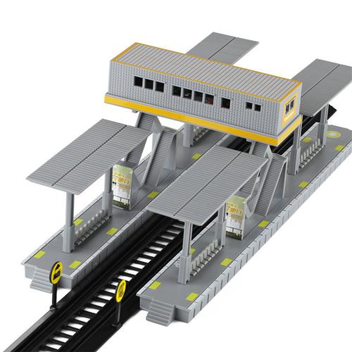 和谐复兴号高铁动车公车巴士客车车站站台场景儿童建筑模型包邮