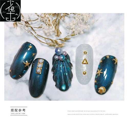 好货3D Metal Nail Art Decoration Rivets Gold Shell Manicure