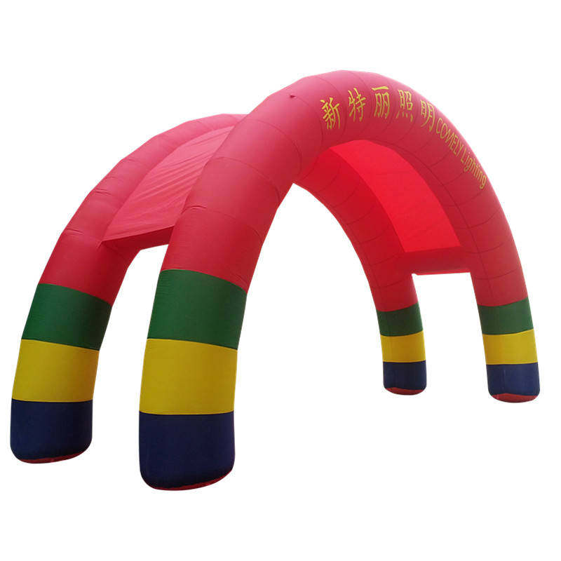厂家直销活动充气帐篷拱门开业庆典连体双彩虹门婚庆气模新款汽模