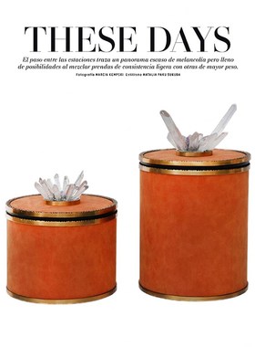 轻奢现代简约样板房储物罐首饰盒橙色橘色卧室摆件 收纳盒工艺品