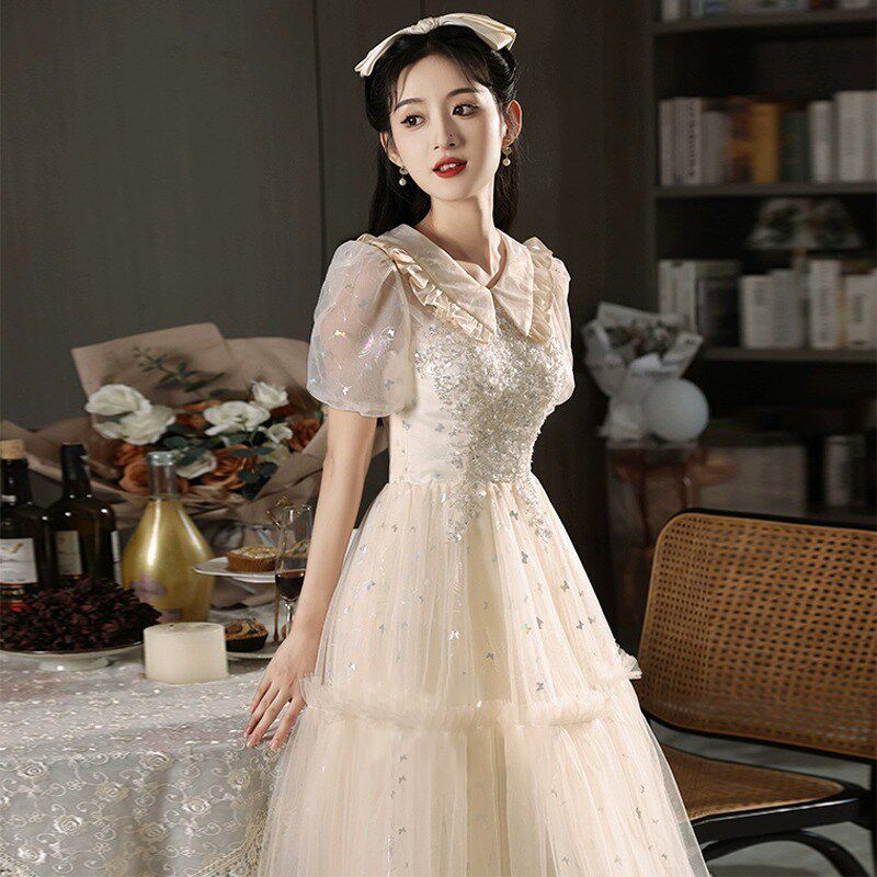 晚礼服2025新款订婚纱裙高端气质轻奢小众18岁高中女生成人礼日常