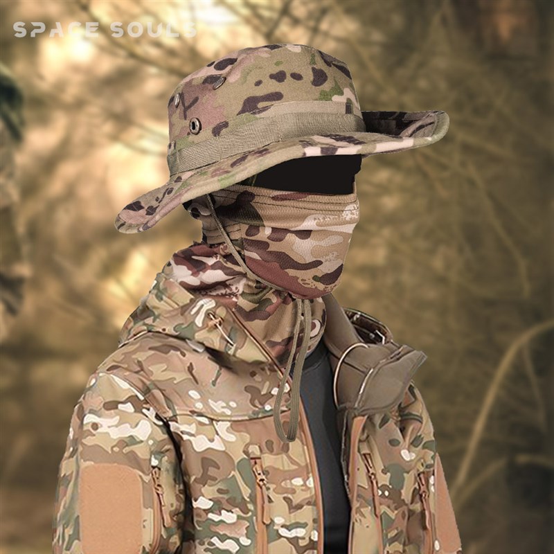 网红Camouflage boonie hat Army outdoor big brim fisherman ha