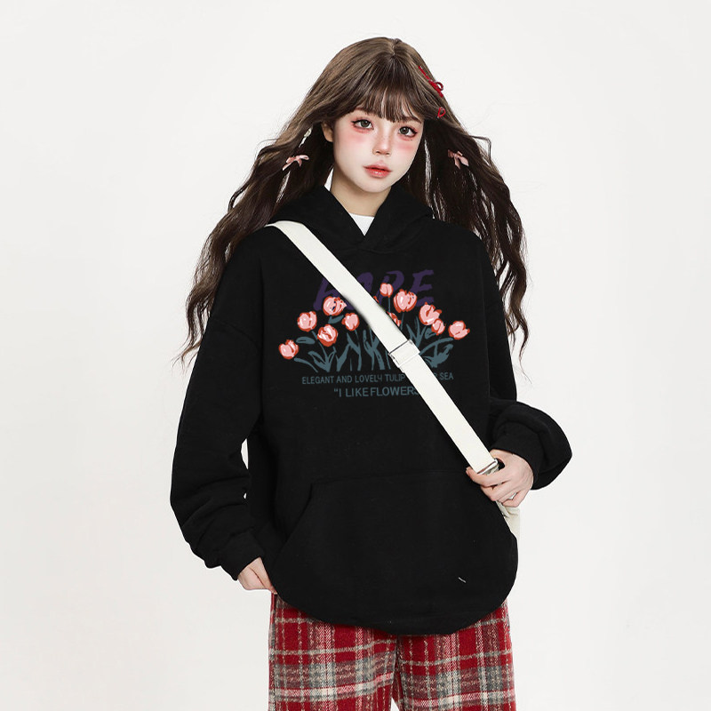 2026春款新款韩版小个子学生宽松显瘦连帽卫衣薄款外套上衣卫衣女