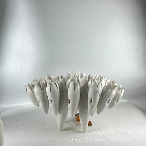 简约创意艺术陶瓷手工拼接、打孔异型陶瓷插花极简风软装客厅摆件