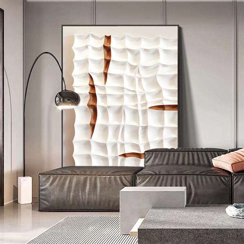 起伏意式极简轻奢客厅落地画装饰画立体感几何抽象玄关沙发墙挂画