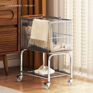 中古脏衣篮可移动带轮卧室卫生间收纳家用双层手推收纳置物架
