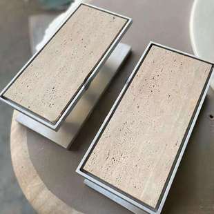 长方形洞石镶嵌金属玻璃门拉手大门把手现代简约服装店面推拉门把