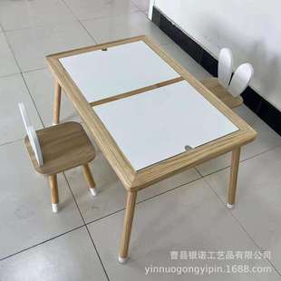 木制儿童感官桌家用室内儿童桌沙盘感官游戏桌带储物箱桌椅套装