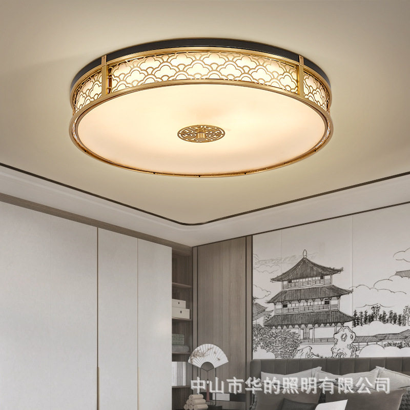 新中式全铜圆形LED吸顶灯