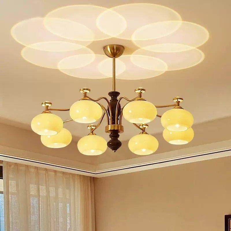 中古风美式复古客厅柿子吊灯奶油vintage设计师房间卧室餐厅灯具