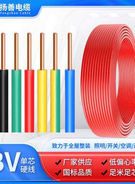 扬善BV电线电缆国标0.5/0.75/1/1.5平方单芯单股硬线铜芯家装电线