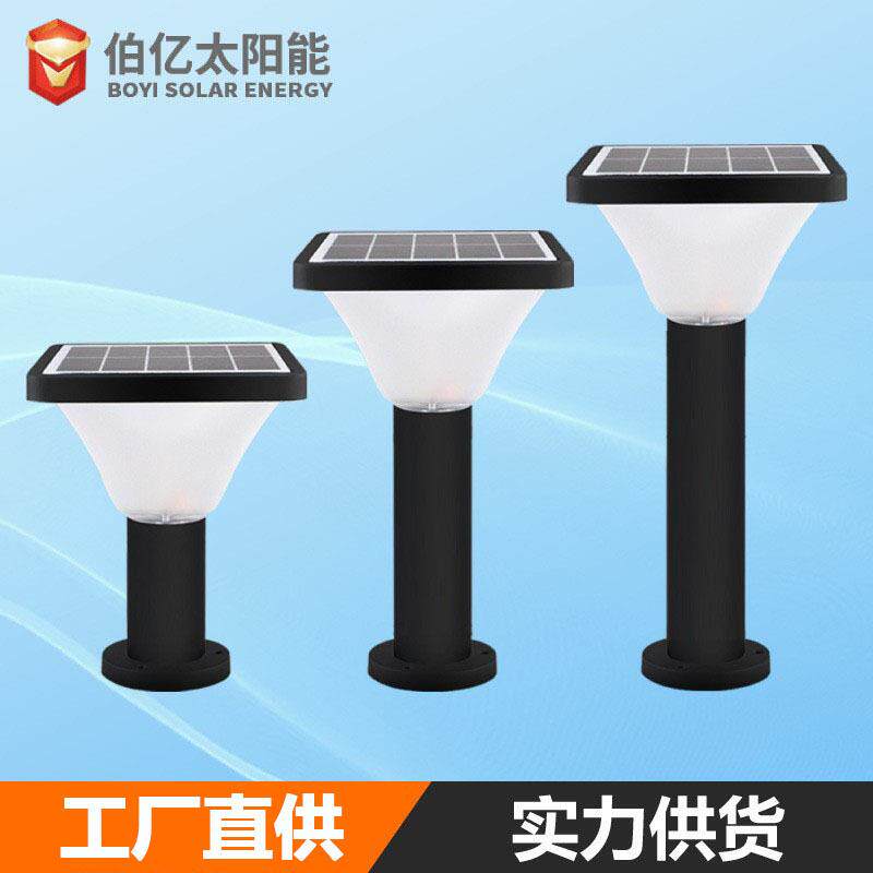 led门柱太阳能灯防水防潮户外花园现代庭院灯草照明圆柱室外壁灯