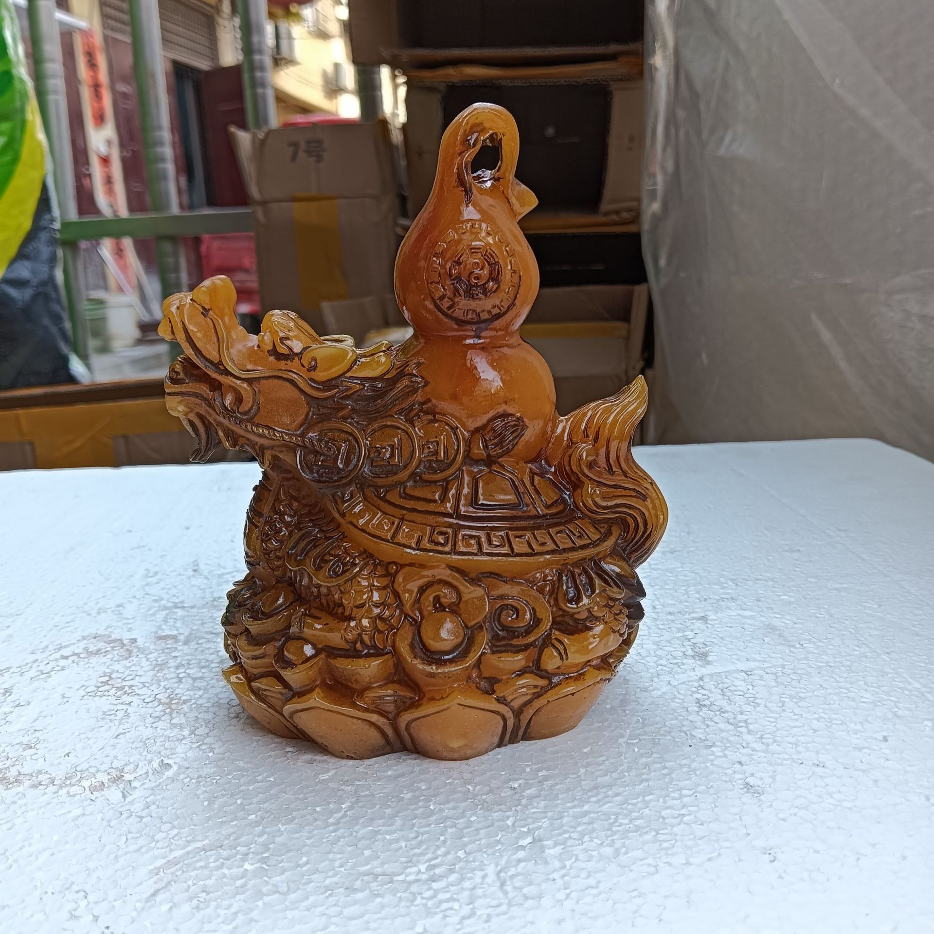 批发古玩做旧树脂龙龟摆设仿寿山石葫芦龙龟家居客厅摆件工艺品