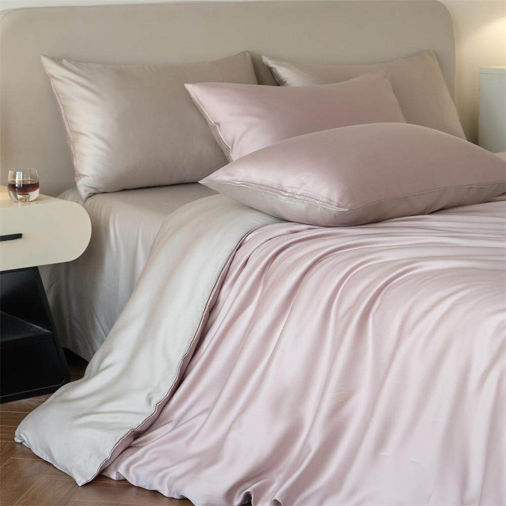 A类60支莱赛尔天丝四件套纯色冰丝被套床单夏季真丝裸睡床上用品4